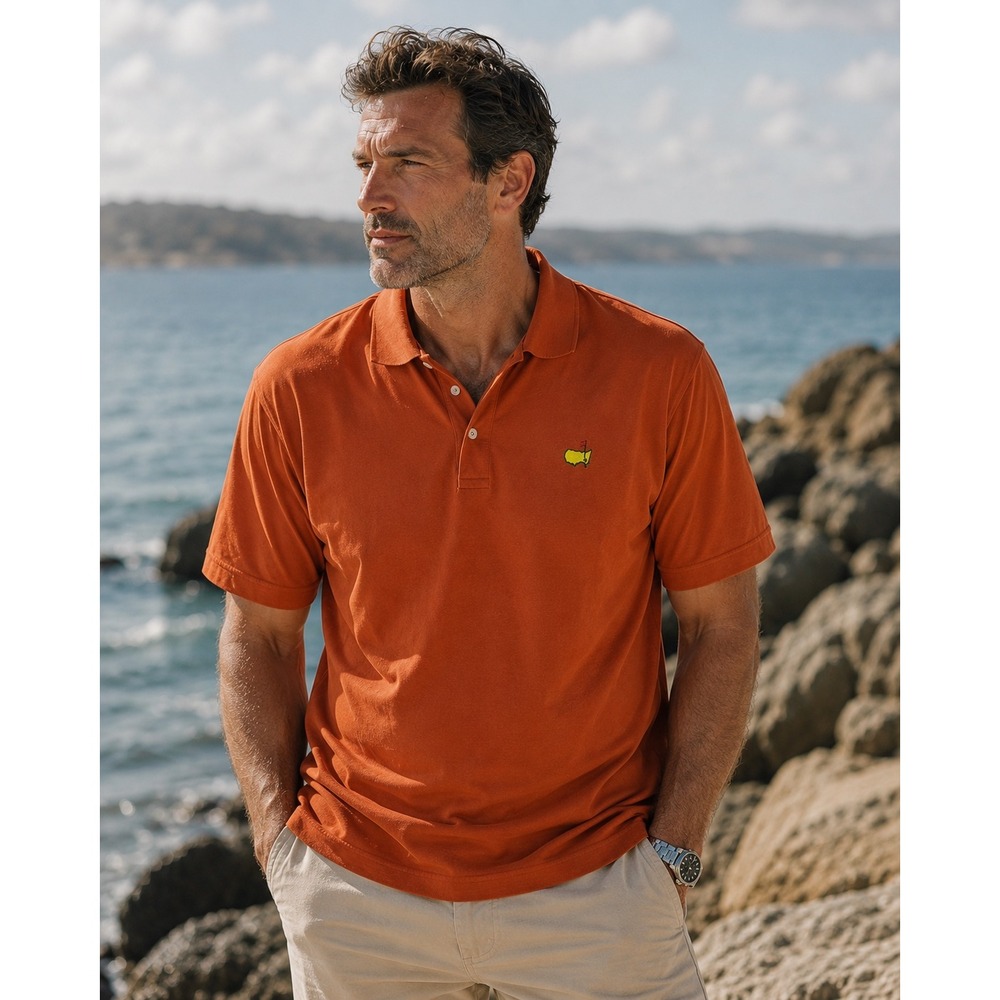 Amen Corner Masters Golf Polo Shirt Pima Cotton Short Sleeve Orange L‎